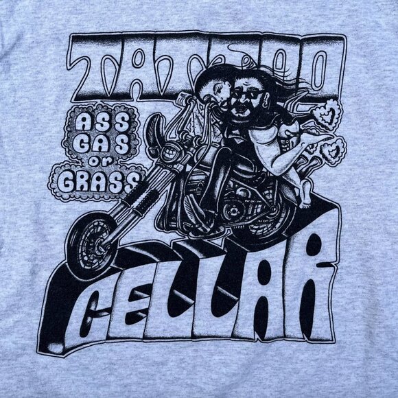 Nobody Rides For Free TATTOO CELLAR 2019 T-Shirt STURGIS SD Men's Gray SMALL - Picture 3 of 4